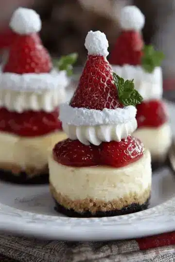 Mini Santa Hat Cheesecakes