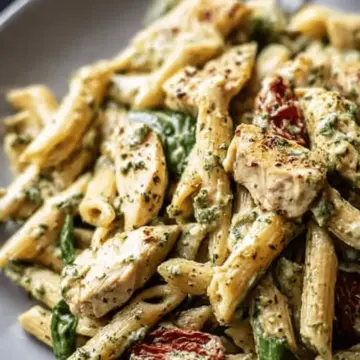 One Pot Creamy Pesto Chicken Pasta