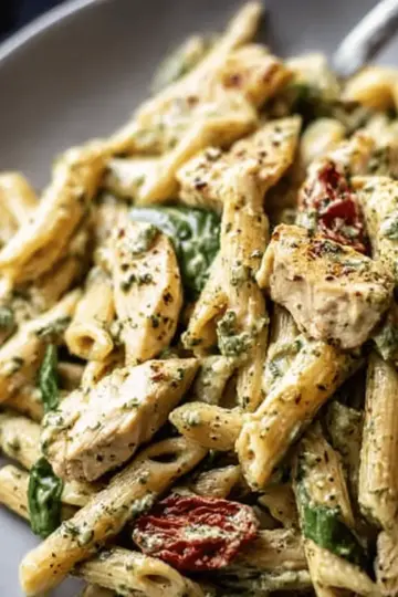 One Pot Creamy Pesto Chicken Pasta