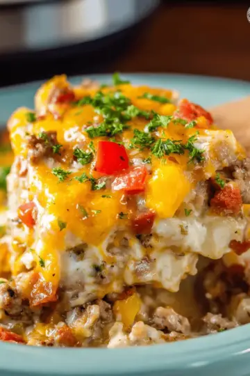 Crock Pot Cheesesteak Potato Casserole