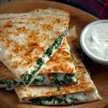 Spinach Quesadilla with Feta and Pepper Jack Cheese