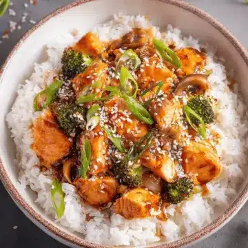 30-Minute Spicy Salmon Bowl with Coconut Rice