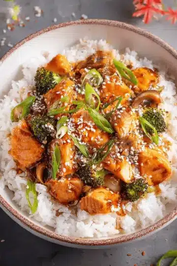 30-Minute Spicy Salmon Bowl with Coconut Rice