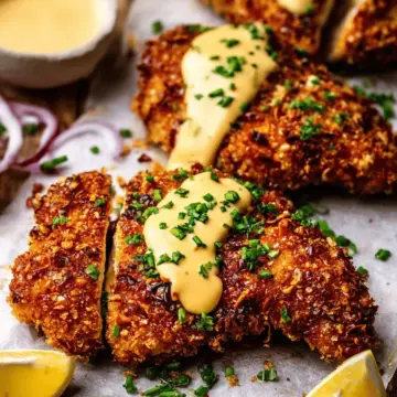 Pretzel Crusted Chicken with Cheddar-Mustard Sauce