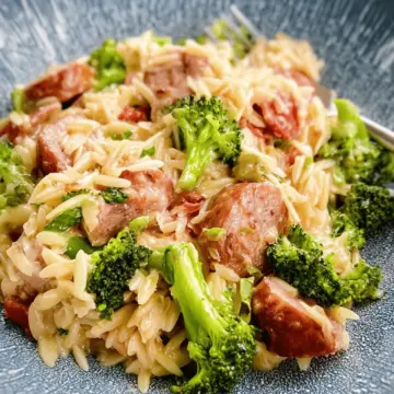 Chicken Sausage Orzo Skillet with Broccoli
