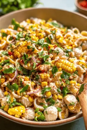 Creamy Street Corn Pasta Salad (w/ Chicken)