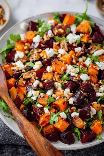 Fall Roasted Sweet Potato Beet Salad with Feta