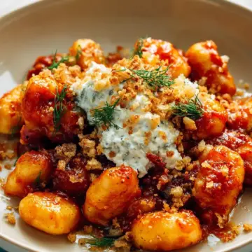 Millionaire Gnocchi with Red Sauce, Herbed Ricotta, and Golden Crispies