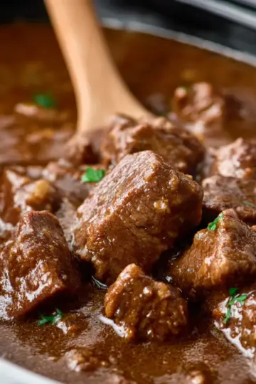 EASY Slow Cooker Beef Tips and Gravy Recipe