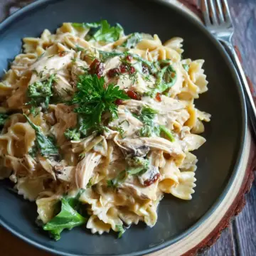 Creamy leftover rotisserie chicken pasta