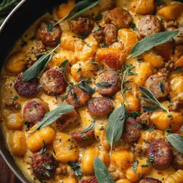Creamy Butternut Squash Gnocchi with Sausage, Thyme, and Sage