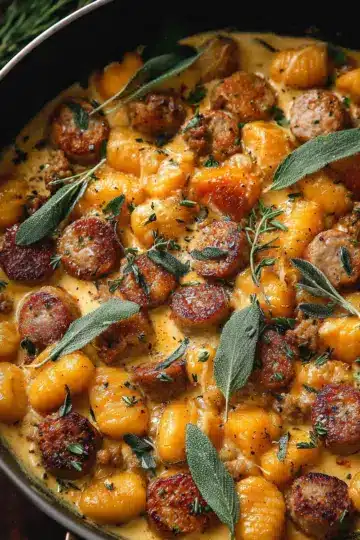 Creamy Butternut Squash Gnocchi with Sausage, Thyme, and Sage