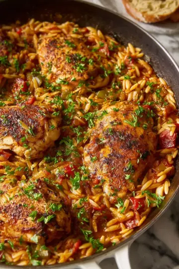 One Pot Cajun Chicken and Orzo