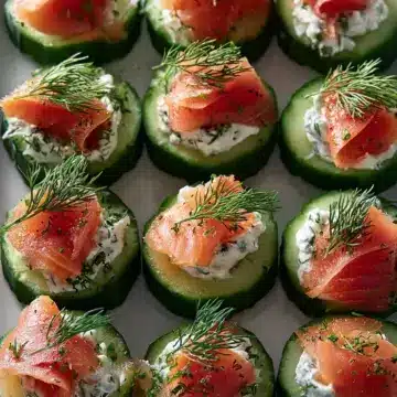 Cucumber Bites with Dill Cream and Smoked Salmon