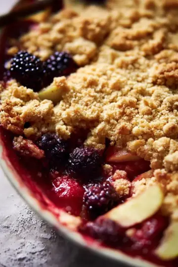 Blackberry and apple crumble