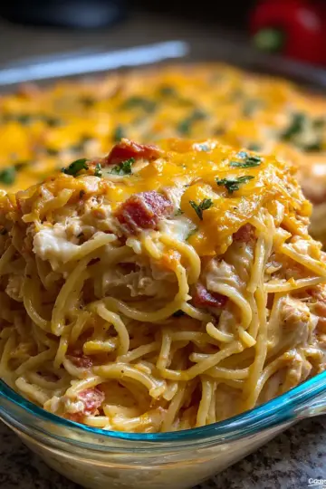 SPICY SOUTHERN CHEESY CHICKEN SPAGHETTI CASSEROLE