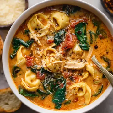 Fire Roasted Chicken Tortellini Soup.