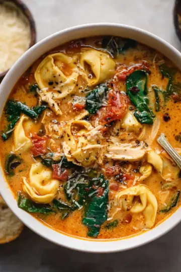 Fire Roasted Chicken Tortellini Soup.