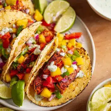 Air Fryer Salmon Tacos with Mango Salsa | Simple & Fast Fish Tacos