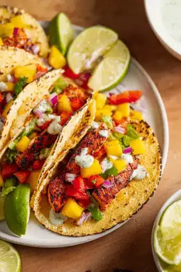 Air Fryer Salmon Tacos with Mango Salsa | Simple & Fast Fish Tacos