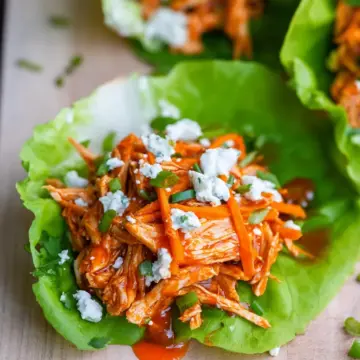 Buffalo Chicken Lettuce Wraps (Slow Cooker, Instant Pot)