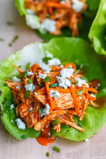 Buffalo Chicken Lettuce Wraps (Slow Cooker, Instant Pot)