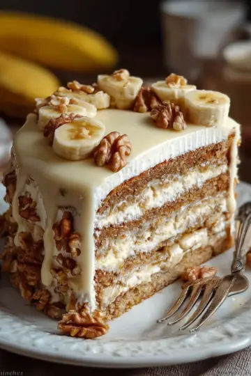 Heavenly Banana Walnut Cream Cake