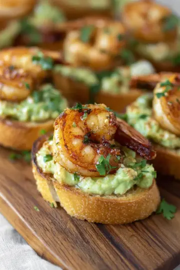 Garlic Shrimp Crostini with Avocado