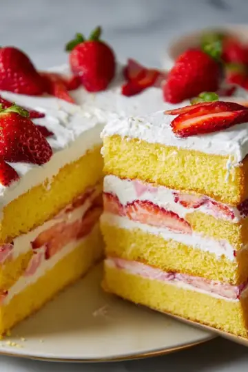 Strawberry Custard Cake