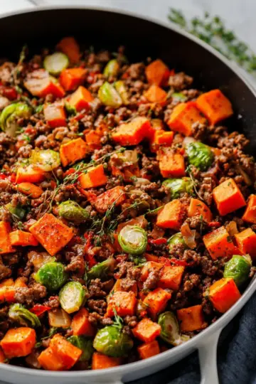 Ground Beef and Sweet Potato Skillet