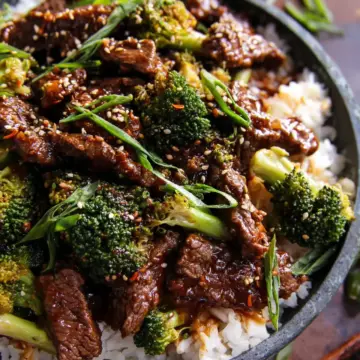 Sheet Pan Spicy Ginger Sesame Beef and Broccoli.