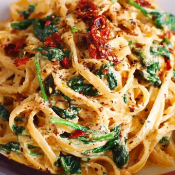 Linguine with Spinach and Sun-Dried Tomato Cream Sauce