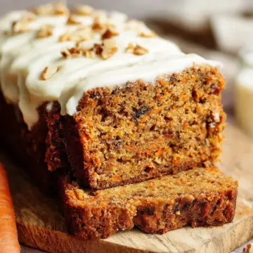 Healthier Carrot Cake Banana Bread with Cinnamon Cream