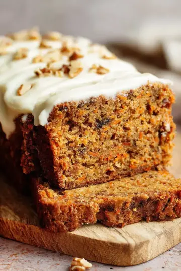 Healthier Carrot Cake Banana Bread with Cinnamon Cream