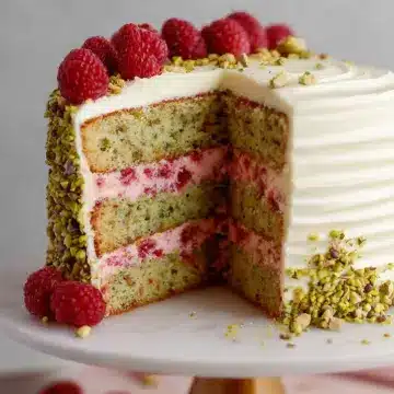 Raspberry Pistachio Cake with Mascarpone Buttercream