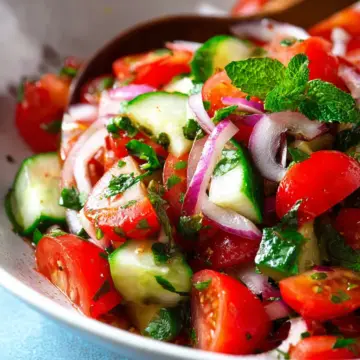 Mediterranean Salad with Tomato and Cucumber