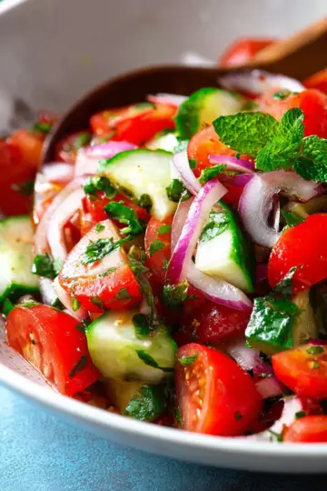 Mediterranean Salad with Tomato and Cucumber