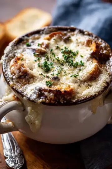 Creamy French Onion and Mushroom Soup.